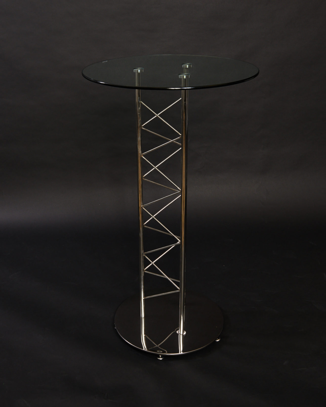 Polished Chrome Round Glass Top Bar Table Houston Furniture 4111